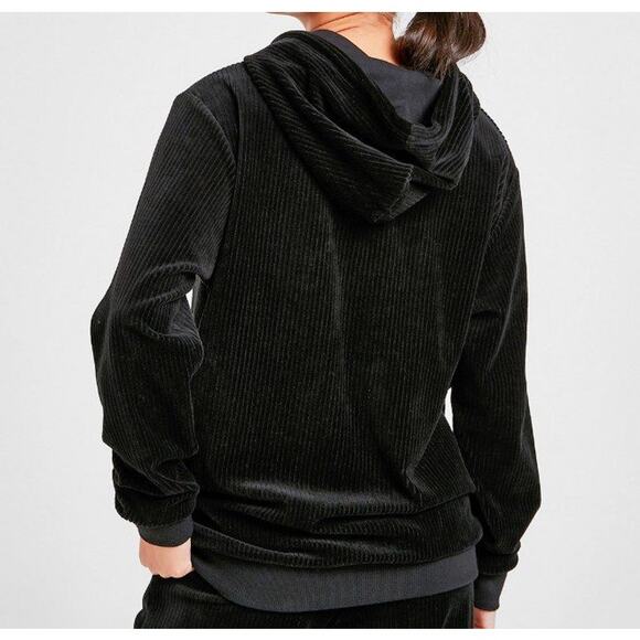 Fila Womens Y2K 00s Hoodie Velvet Ribbed Gold Embroidery Pull Over Black - Picture 9 of 14